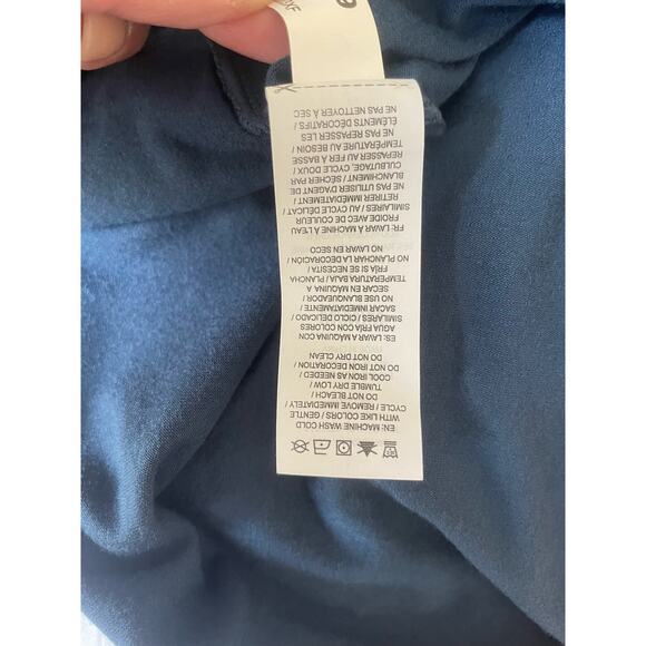 Gaiam Women Yoga Hoodie Top M Blue Color Block Soft Stretch Lounge Activewear - Picture 11 of 12